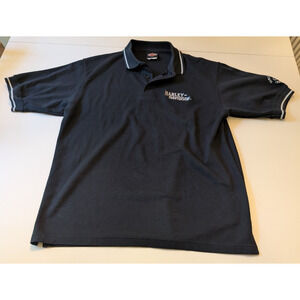 Harley Davidson‎ Black Short Sleeve Golf Polo Shirt Men's Size M Charlotte